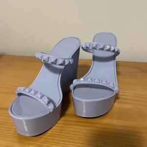 CARMEN SOL Tonino studded Platform Wedge Sandals in baby-blue - Women